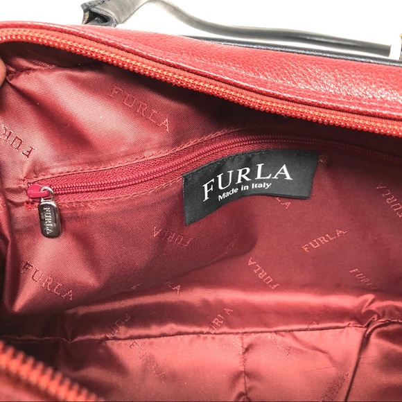 FURLA brick red bowler bag, vintage, made in Italy - Picture 7 of 8